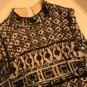 Black beaded evening gown